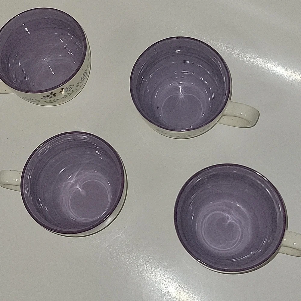 💐Trueliving Ceramic Floral 16 Oz Cups/Mugs With Floral Graphics - Lavendar - Picture 2 of 5